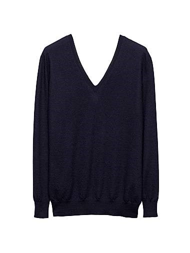 Оверсайз кашемировый свитер Prada с V-образным вырезом и длинными рукавами, 100% кашемир 11020210