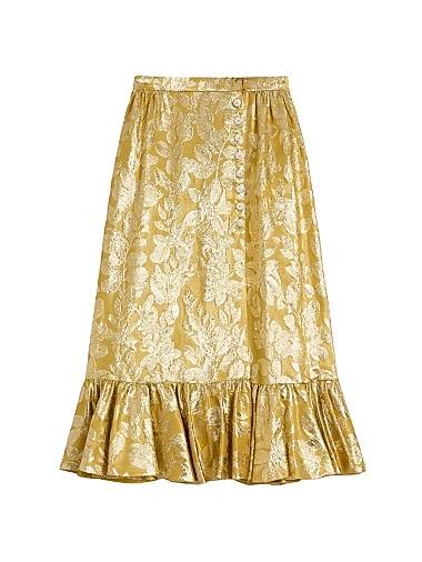 Valentino Garavani Юбка Foglioline из шёлка и люрекса с застёжкой на кнопках Apres L',Hiver, Италия 11028632