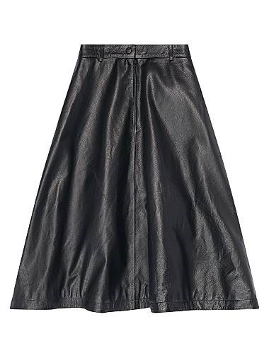 Юбка A-Line Balenciaga из бычьей кожи с застежкой-молнией, средней посадкой и четырьмя шлевками для ремня 11029352
