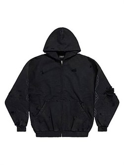 Унисекс оверсайз флисовое худи Balenciaga с двойной молнией, 99% хлопок, производство в Португалии 11024548