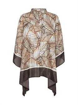 Пончо из шелка с принтом папируса от Brunello Cucinelli, 100% шелк, Италия, с застёжкой на кнопки 11014532