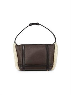 Bottega Veneta Кожаная сумка с овечьей меховой отделкой, 13 см высота, 20 см ширина 11019944