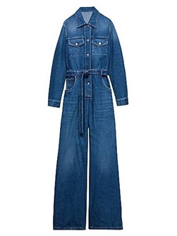 Джинсовый комбинезон Prada с вышивкой и логотипом, свободный крой, 100% хлопок, Италия 11027820