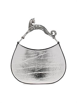 Lanvin Сумка Hobo из металлической кожи с декоративной ручкой в виде кошки, 10.2 , x 7.6 , x 2.7 , 11012668