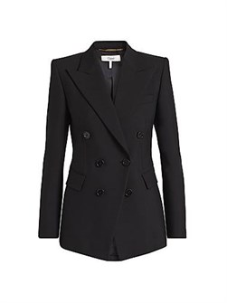 Двубортный шерстяной жакет Chloe с лацканами, длинными рукавами и карманами, 100% шерсть, Италия 11025841