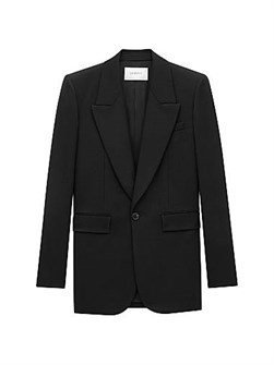 Пиджак из ткани Grain De Poudre от Saint Laurent из 100% шерсти с шелковой подкладкой и застежкой на одну пуговицу 11024210