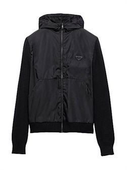 Кардиган Prada с капюшоном и логотипом, из 30% кашемира и 70% шерсти 11025735