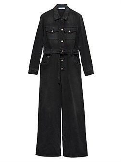 Свободный джинсовый комбинезон Prada с поясом и длинными рукавами из 100% хлопка 11028259