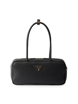 Prada Средняя кожаная сумка-тоут с регулируемым плечевым ремнем и молнией 11029427