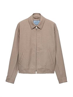 Шерстяной бомбер от Prada с застежкой на молнии и эластичным подолом, 100% флисовая шерсть 11009306