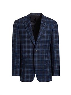 Шерстяной пиджак Giorgio Armani в клетку с однобортным фасоном, 100% шерсть, сделано в Италии 11018049