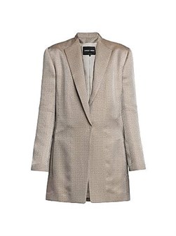 Пиджак Giorgio Armani с микрожаккардовым геометрическим рисунком, центральной застежкой и шелковой подкладкой 11025366