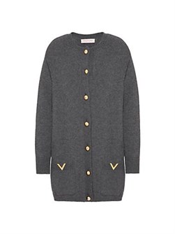 Кардиган из 100% шерсти от Valentino Garavani с деталями в виде буквы V на карманах, Италия 11016862