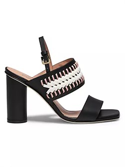 Кожаные босоножки Pollini с плетёным верхом и цилиндрическим каблуком 85 мм 10041192