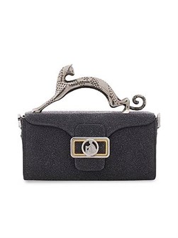 Lanvin Сумка Nano Pencil Cat из блестящей замши с изысканной ювелирной ручкой и магнитной застежкой, размер 19,3x8,9x5,8 см 11012676