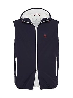Жилет с капюшоном Brunello Cucinelli из нейлона с утеплителем Thermore® и логотипом, 83% нейлон 11016242