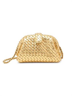 Bottega Veneta Клатч Mini Lauren 1980 из металлической кожи с плечевым ремнем и защелкой-защелкой 11024619