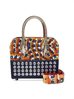 Christian Louboutin Мини-сумка с верхней ручкой из кремового атласа Gaagal 20 см x 10 см x 17 см, сделана в Италии 11016125