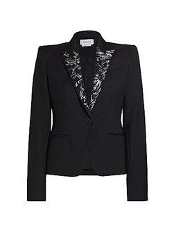 Шелковый жакет McQueen с вышитыми лацканами и структурированными плечами 11018614