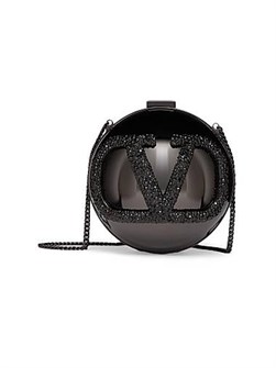 Valentino Garavani Клатч Minaudiere из металла с элементами VLogo Signature и стразами, размер 12x12 см 11029291