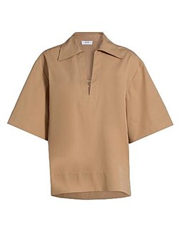 Оверсайз рубашка Reiss с распашным воротником и V-образным вырезом из 69% хлопка, удобная прямая модель 11012272