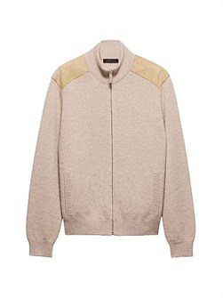 Кашемировый кардиган Prada с тонкими линиями, приталенным кроем и застежкой на молнии 11030982