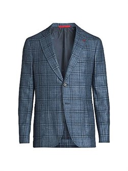Пиджак Isaia из шерстяной смеси с клетчатым узором и двумя пуговицами, Италия 11011402
