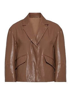 Блейзер из полированной кожи от Brunello Cucinelli с отделкой из монели и шелковой крепдешиновой подкладкой 11028911