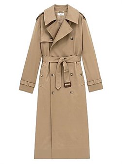 Тренчкот из сержевого хлопка с двусторонним воротником, регулируемым поясом и двойной застежкой от Saint Laurent 11016369