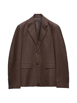 Однобортный льняной пиджак Prada с приталенным силуэтом, классическими деталями и двумя пуговицами 11013626