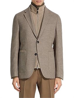 Куртка Zegna Trofeo Cashmere с легким приталенным силуэтом и съемными кожаными и фланелевыми нагрудниками 11021703