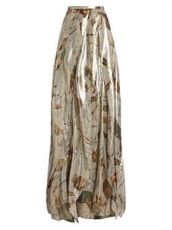 COLLECTION Ralph Lauren Макси-юбка Ralph Lauren из шелкового ламе с конным принтом и боковым разрезом - коллекция Patricia 11015674