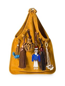 Miu Miu Стильная сумка из замши с кожаной ручкой и декоративными аппликациями, 100% овечья кожа, 24 х 37 см 11014749