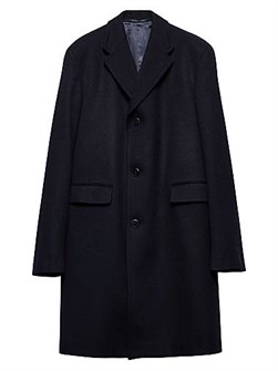 Однобортное шерстяное пальто Prada с вытачками, воротником с прорезями и застежкой на три пуговицы 11019642