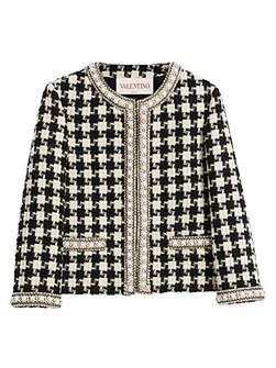 Valentino Garavani Embroidered Jacket in Damier Light Tweed 11026017