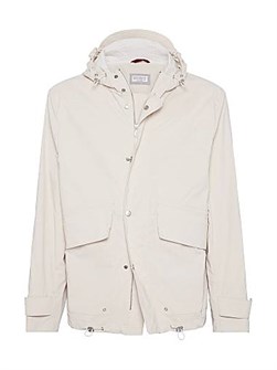 Короткая водоотталкивающая хлопковая парка Brunello Cucinelli с двойной застежкой и регулируемым капюшоном 11014057