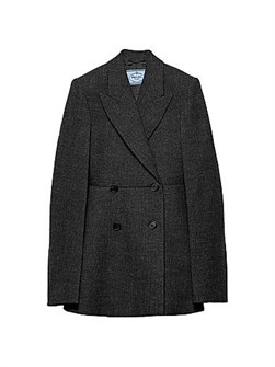 Двубортный пиджак Prada в винтажном стиле с геометрическим кроем, 100% шерсть, Италия 11023590