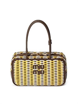 Miu Miu Женская кожаная сумка Beau с ручками, молнией и хлопковой отделкой, 30x17x8.5 см 11014745