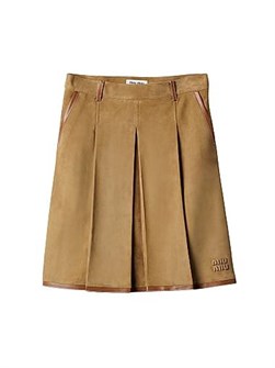 Miu Miu Pleated Suede Skirt 11015408