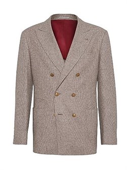 Блейзер Brunello Cucinelli с деконструированной клетчатой фланелью и полупоясом, 51% шелк, 47% шерсть, 2% кашемир 11015650