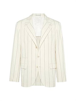 Brunello Cucinelli Деконструированный пиджак из габардина с шерстью и хлопком в мелкую полоску, Италия 11014083