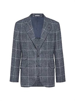 Brunello Cucinelli Деконструированный пиджак Prince of Wales из альпаки и шерсти Cavallo с металлическими пуговицами, Италия 11016319