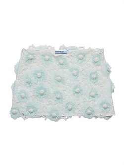 Мини-юбка с цветочным гипюром Prada, облегающий силуэт, на подкладке, боковая застежка 11028015