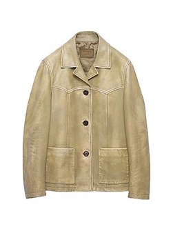 Кожаная куртка из ягнёнка Prada с подкладкой, стандартной посадкой и винтажной обработкой 11013448