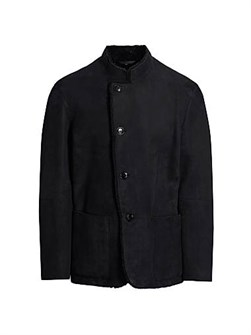 Шуба из овечьей замши Giorgio Armani с вертикальным воротником, 100% овечья кожа, Италия 11020850