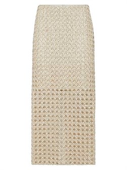 Миди-юбка с вышивкой Zellige от Brunello Cucinelli, выполненная из джута и хлопка, с шелковистой подкладкой 11015656