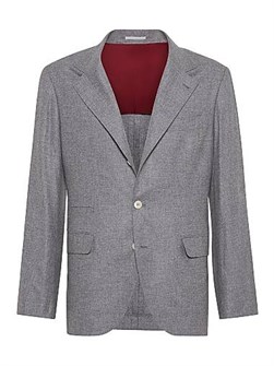 Деконструированный пиджак из кашемира и шелка от Brunello Cucinelli с легким фланелевым переплетением, Италия 11015581