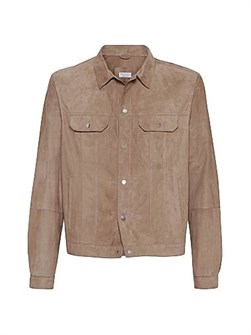 Мужская замшевая куртка Brunello Cucinelli из натуральной кожи с четырьмя карманами, Италия 11016260