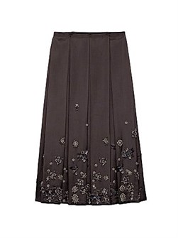 Prada Embroidered Silk and Wool Skirt 11008124