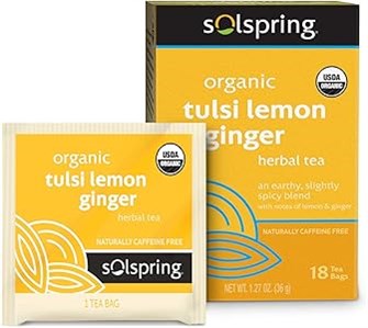 Dr. Mercola Органический зелёный базиликовый чай с лимоном и имбирём, 18 чайных пакетиков, без кофеина, с сертификацией USDA и Demeter 11080301